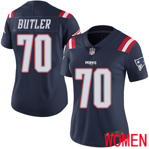 New England Patriots Football #70 Rush Vapor Limited Navy Blue Women Adam Butler NFL Jersey